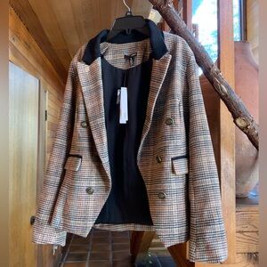 Aqua Plaid Cutaway Blazer